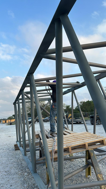 Large steel structure coated on site by our crew